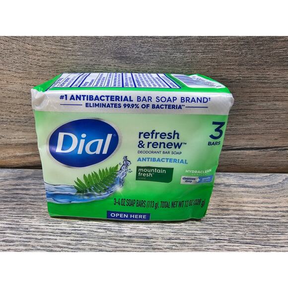 Dial All Day Mountain Fresh Antibacterial Deodorant Soap Bar Pack of 3 - Picture 1 of 3